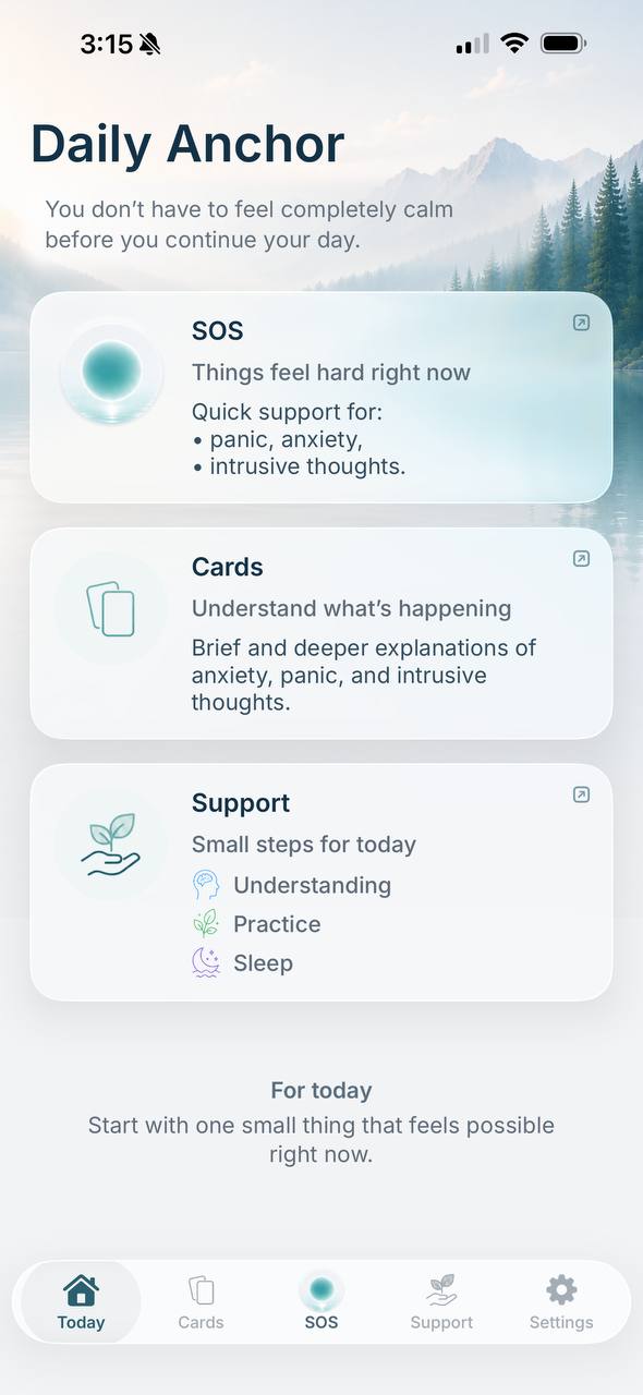 Ailin Daily Anchor home screen showing SOS, Cards, and Support